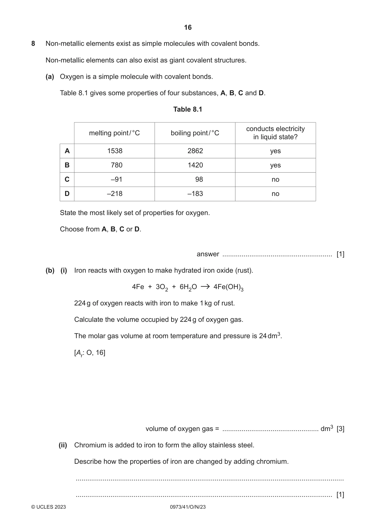 Cambridge IGCSE Sciences - Co-ordinated (9-1) 0973 2023 Oct/Nov Paper 4 · Variant 1 question paper, page 16 of 28
