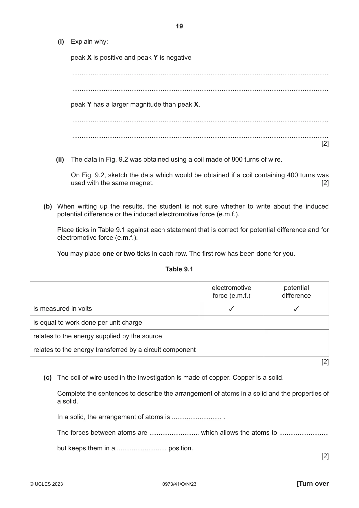 Cambridge IGCSE Sciences - Co-ordinated (9-1) 0973 2023 Oct/Nov Paper 4 · Variant 1 question paper, page 19 of 28