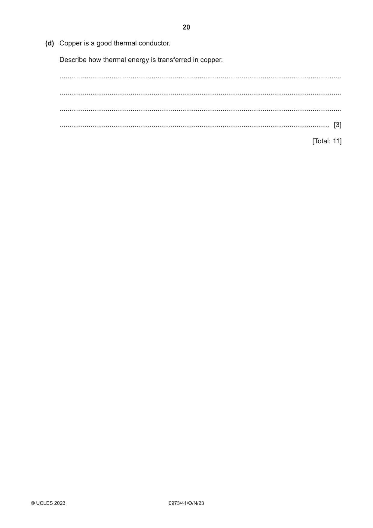 Cambridge IGCSE Sciences - Co-ordinated (9-1) 0973 2023 Oct/Nov Paper 4 · Variant 1 question paper, page 20 of 28