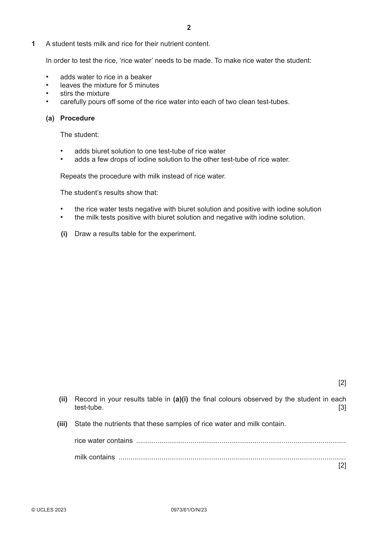 Cambridge IGCSE Sciences - Co-ordinated (9-1) 0973 2023 Oct/Nov Paper 6 · Variant 1 question paper, page 2 of 20