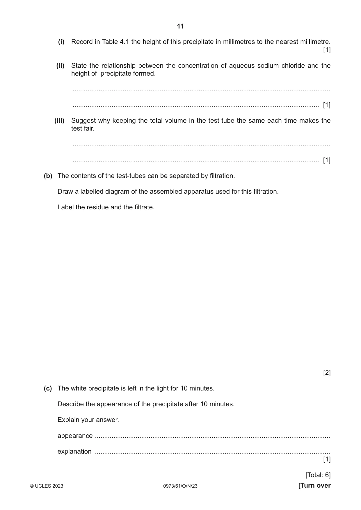 Cambridge IGCSE Sciences - Co-ordinated (9-1) 0973 2023 Oct/Nov Paper 6 · Variant 1 question paper, page 11 of 20