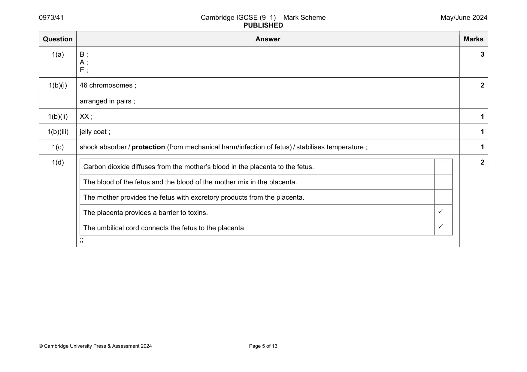 Mark scheme, page 5 of 13