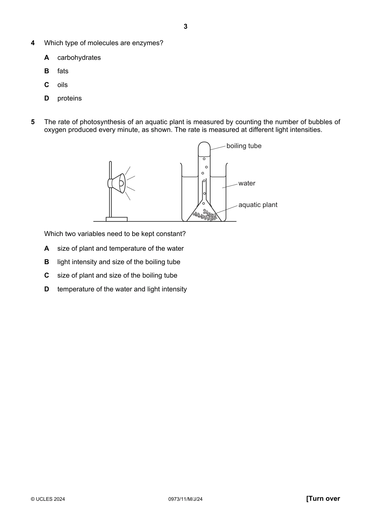 Cambridge IGCSE Sciences - Co-ordinated (9-1) 0973 2024 May/June Paper 1 · Variant 1 question paper, page 3 of 20
