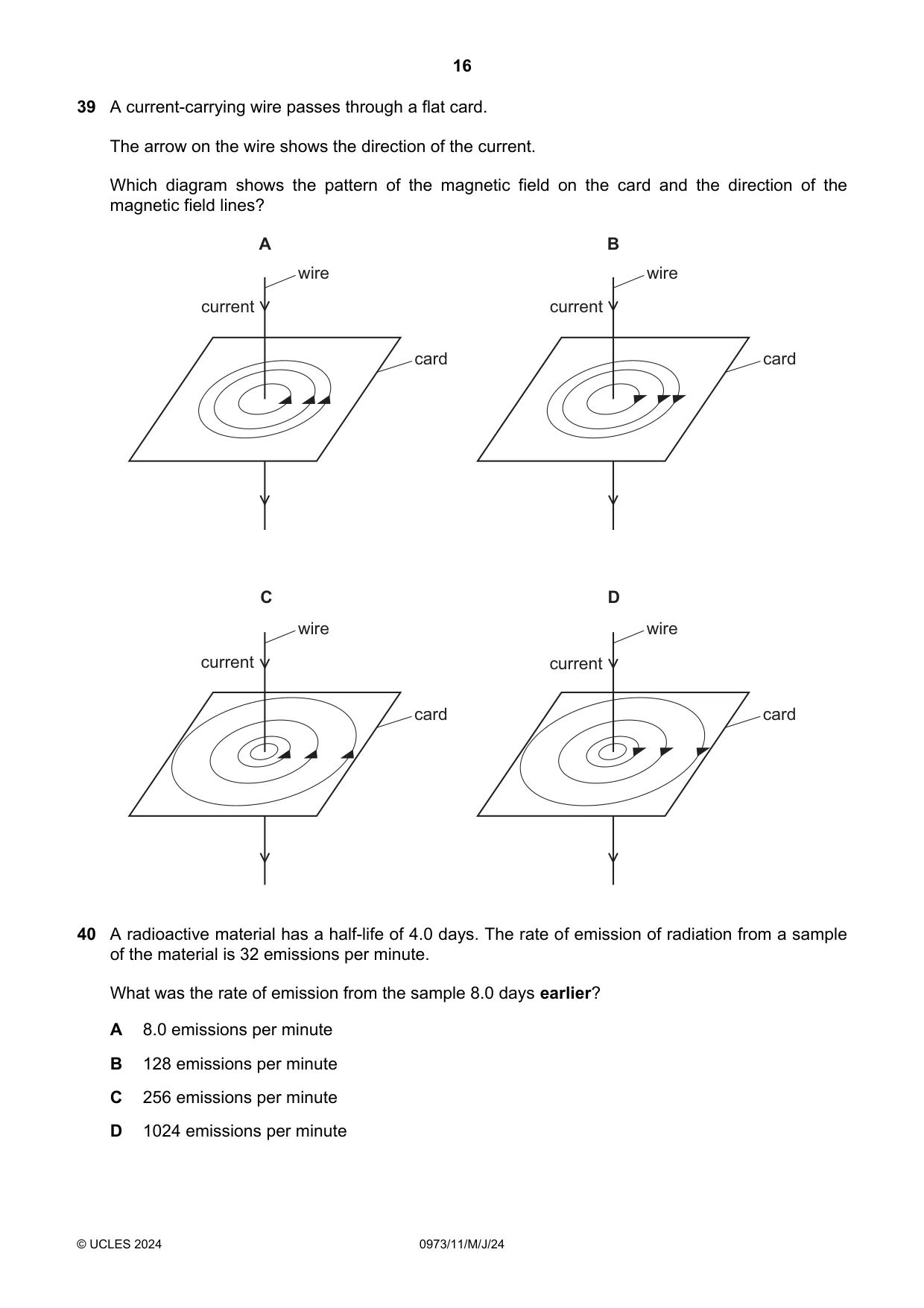 Cambridge IGCSE Sciences - Co-ordinated (9-1) 0973 2024 May/June Paper 1 · Variant 1 question paper, page 16 of 20