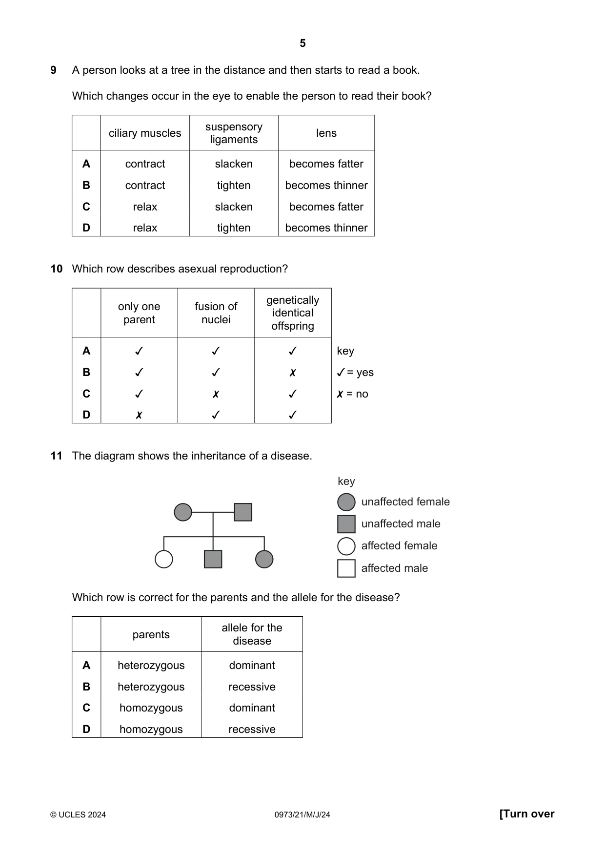 Cambridge IGCSE Sciences - Co-ordinated (9-1) 0973 2024 May/June Paper 2 · Variant 1 question paper, page 5 of 16