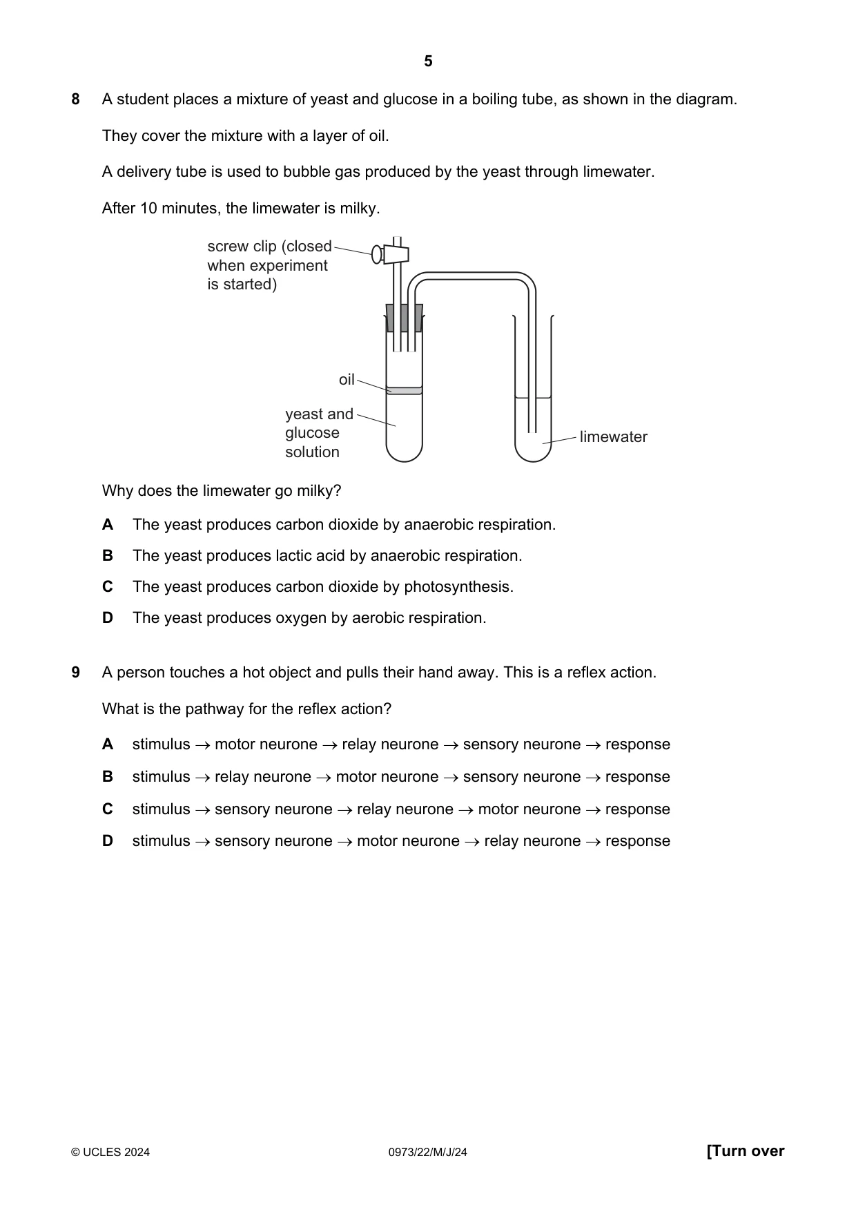 Cambridge IGCSE Sciences - Co-ordinated (9-1) 0973 2024 May/June Paper 2 · Variant 2 question paper, page 5 of 16