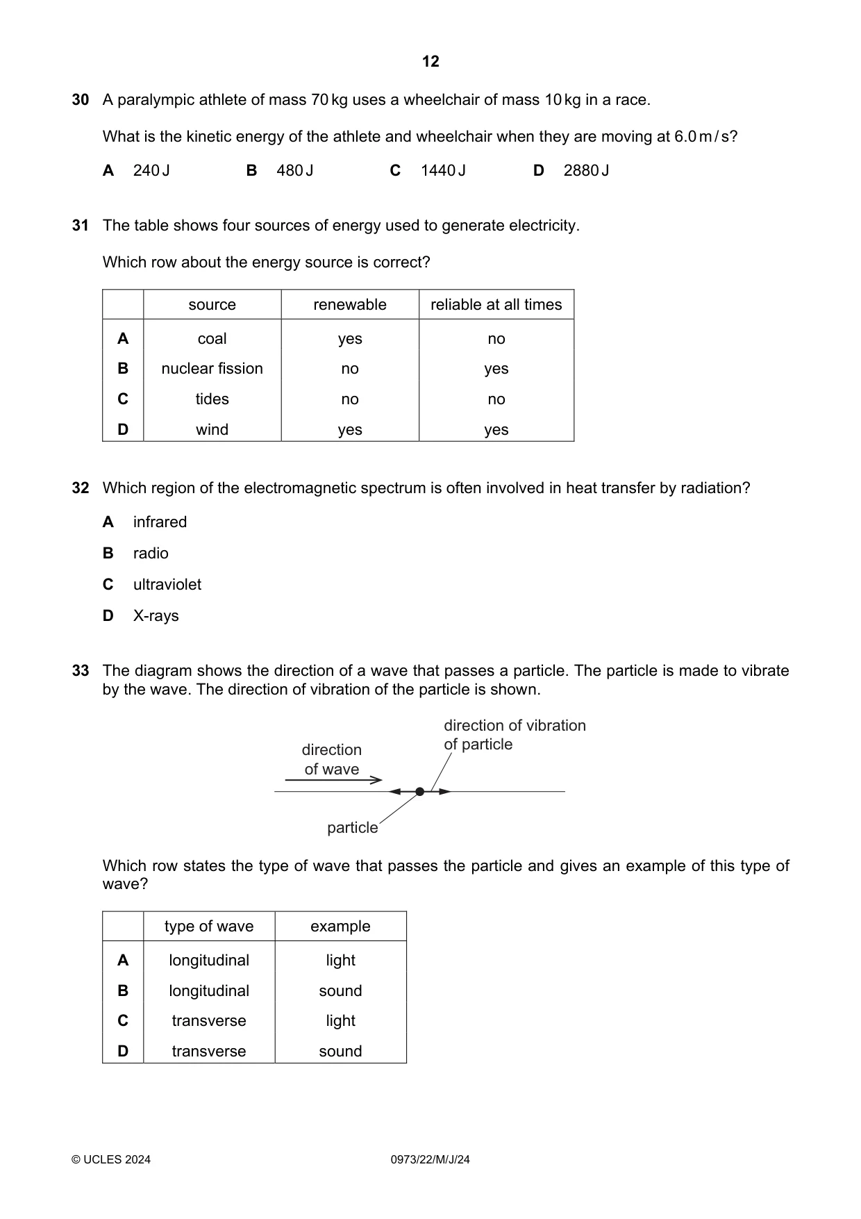 Cambridge IGCSE Sciences - Co-ordinated (9-1) 0973 2024 May/June Paper 2 · Variant 2 question paper, page 12 of 16