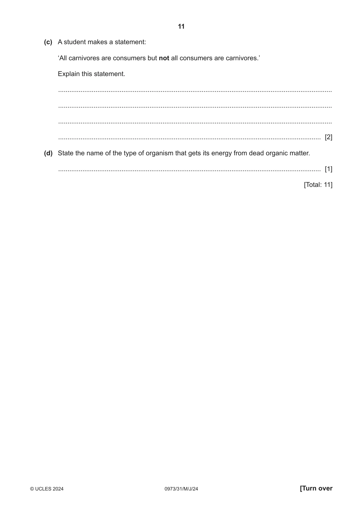 Cambridge IGCSE Sciences - Co-ordinated (9-1) 0973 2024 May/June Paper 3 · Variant 1 question paper, page 11 of 28
