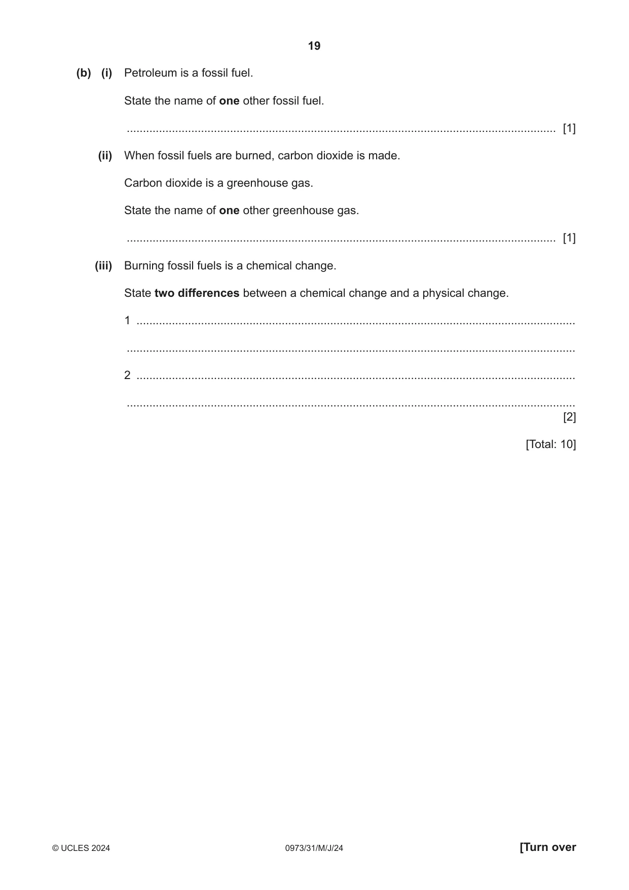Cambridge IGCSE Sciences - Co-ordinated (9-1) 0973 2024 May/June Paper 3 · Variant 1 question paper, page 19 of 28