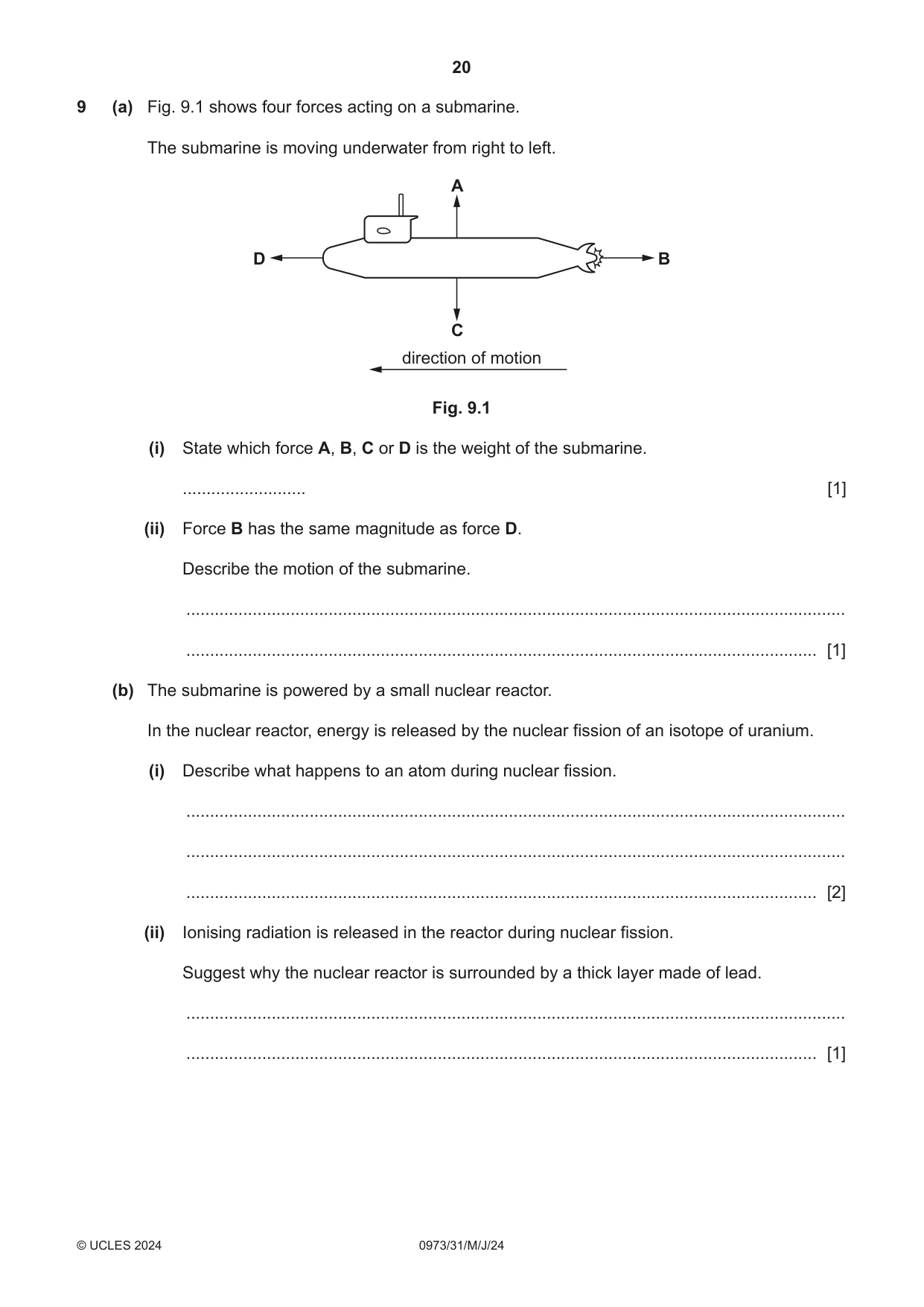 Cambridge IGCSE Sciences - Co-ordinated (9-1) 0973 2024 May/June Paper 3 · Variant 1 question paper, page 20 of 28