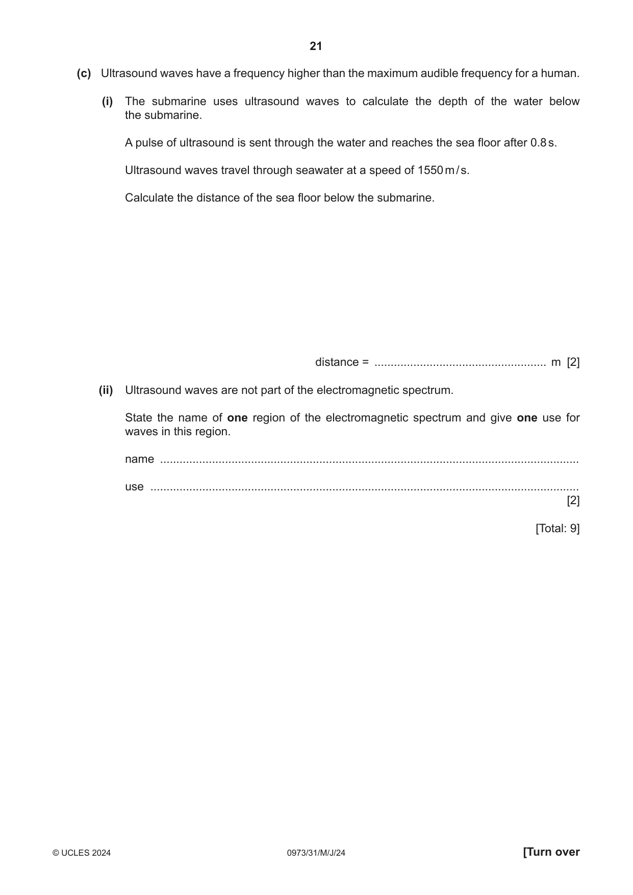 Cambridge IGCSE Sciences - Co-ordinated (9-1) 0973 2024 May/June Paper 3 · Variant 1 question paper, page 21 of 28