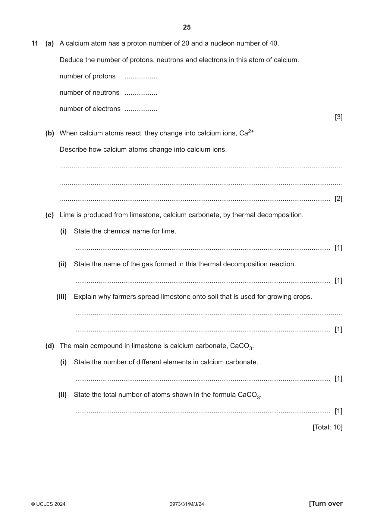 Cambridge IGCSE Sciences - Co-ordinated (9-1) 0973 2024 May/June Paper 3 · Variant 1 question paper, page 25 of 28