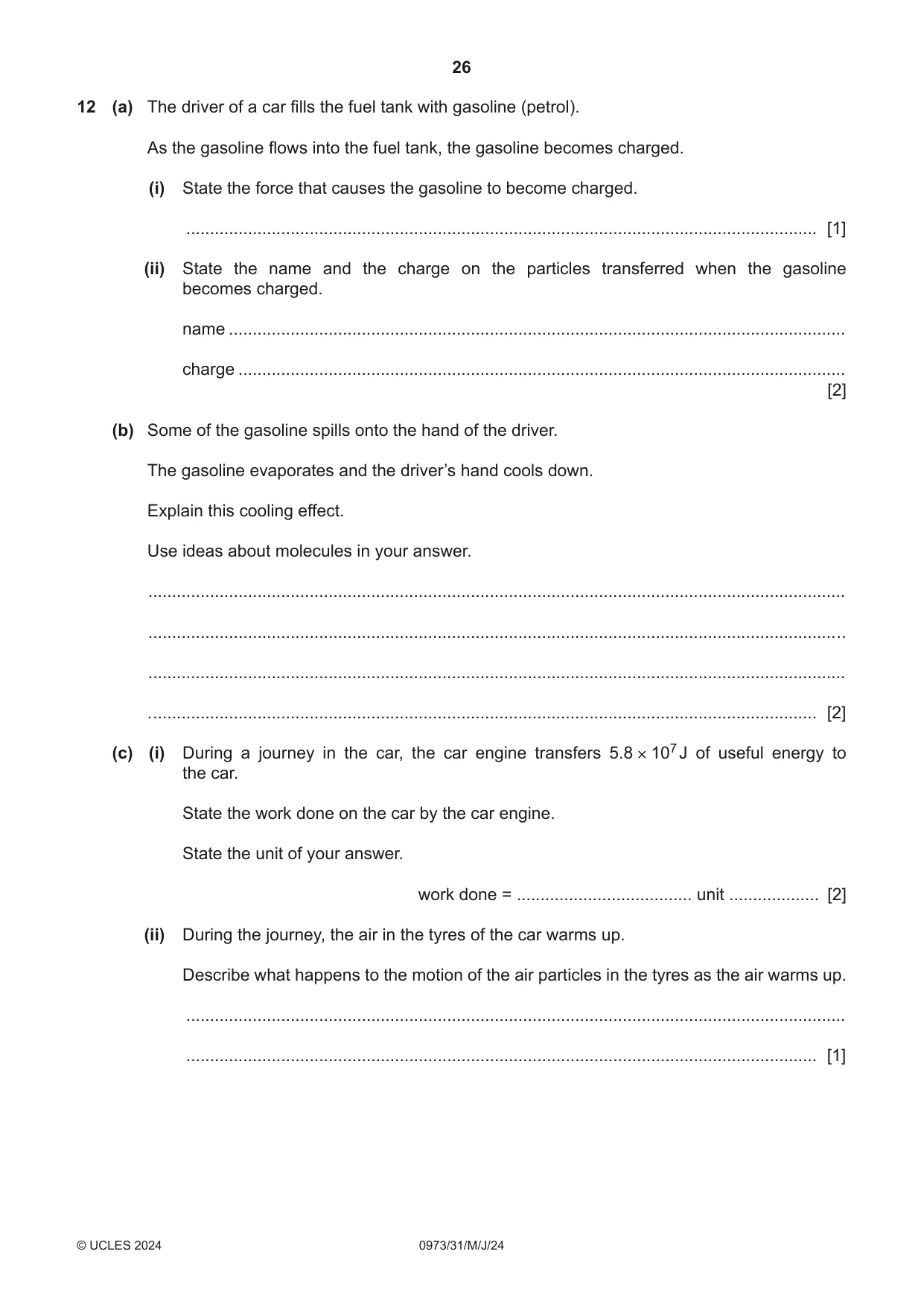 Cambridge IGCSE Sciences - Co-ordinated (9-1) 0973 2024 May/June Paper 3 · Variant 1 question paper, page 26 of 28