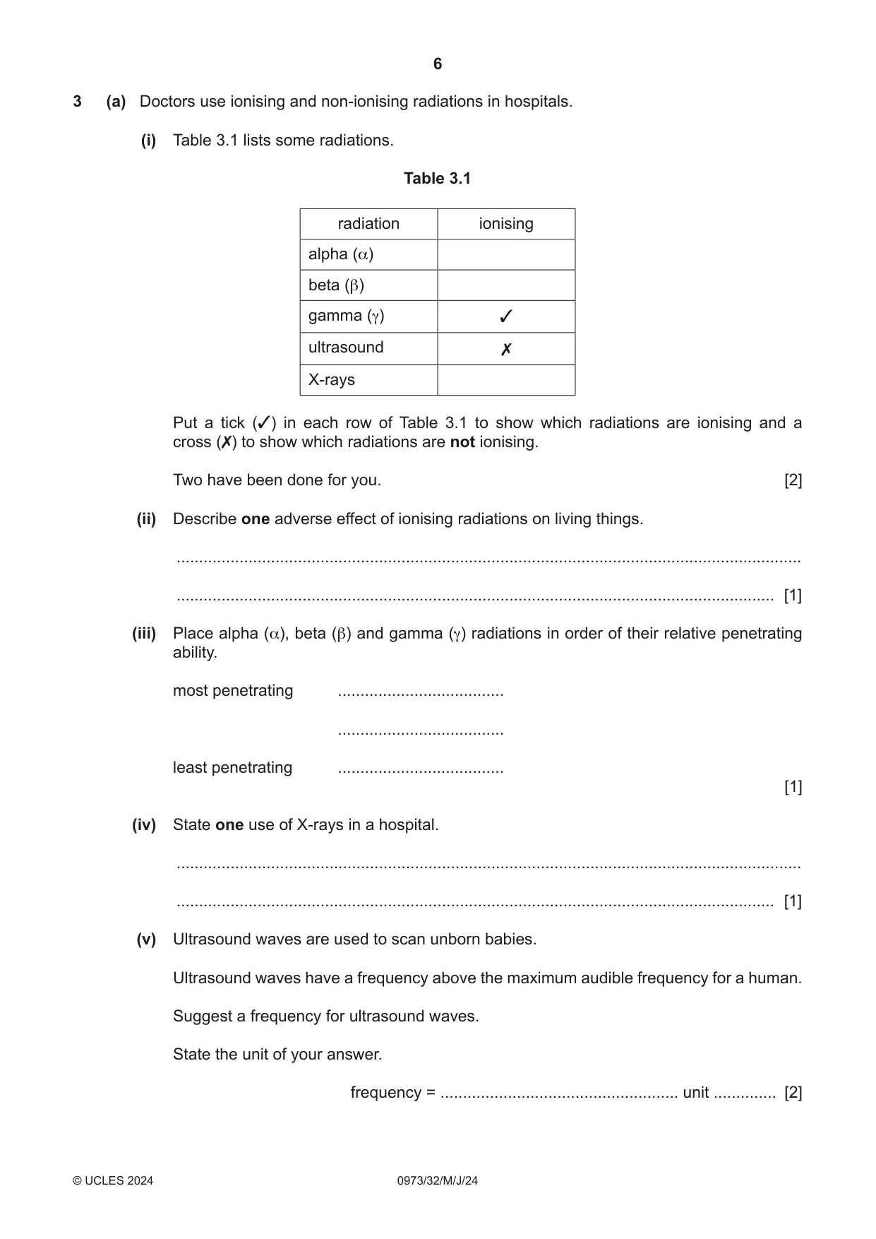 Cambridge IGCSE Sciences - Co-ordinated (9-1) 0973 2024 May/June Paper 3 · Variant 2 question paper, page 6 of 32