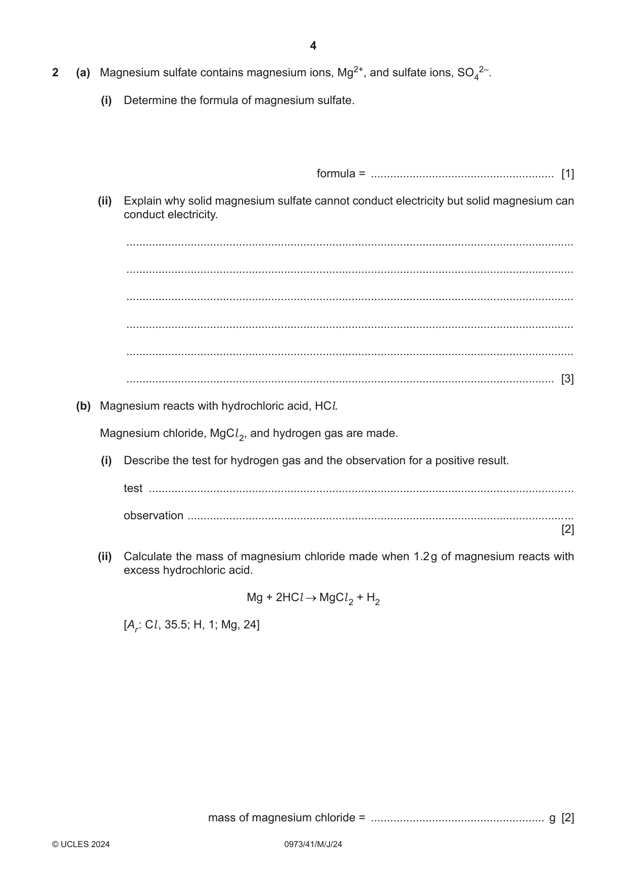 Cambridge IGCSE Sciences - Co-ordinated (9-1) 0973 2024 May/June Paper 4 · Variant 1 question paper, page 4 of 28