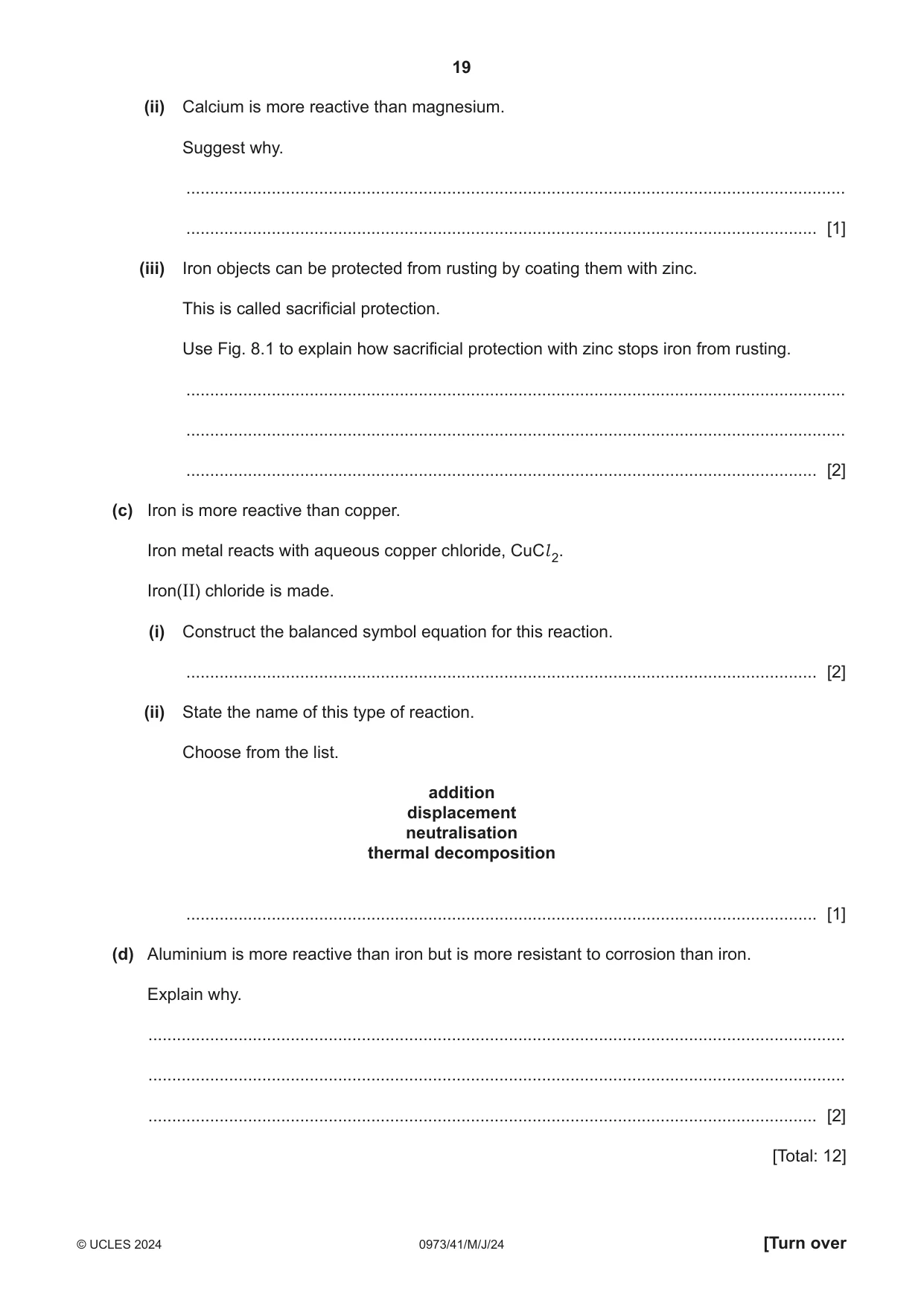 Cambridge IGCSE Sciences - Co-ordinated (9-1) 0973 2024 May/June Paper 4 · Variant 1 question paper, page 19 of 28