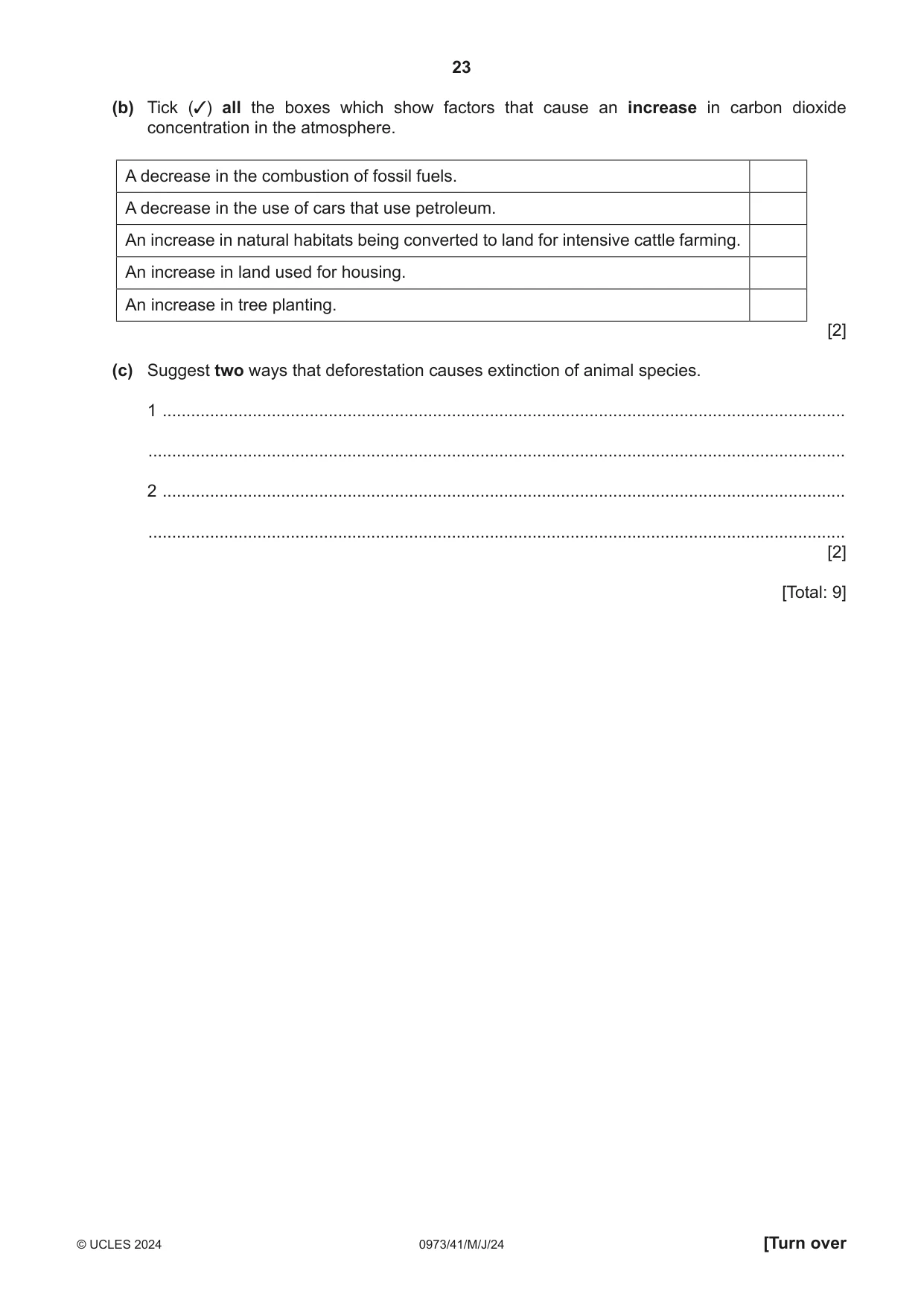 Cambridge IGCSE Sciences - Co-ordinated (9-1) 0973 2024 May/June Paper 4 · Variant 1 question paper, page 23 of 28