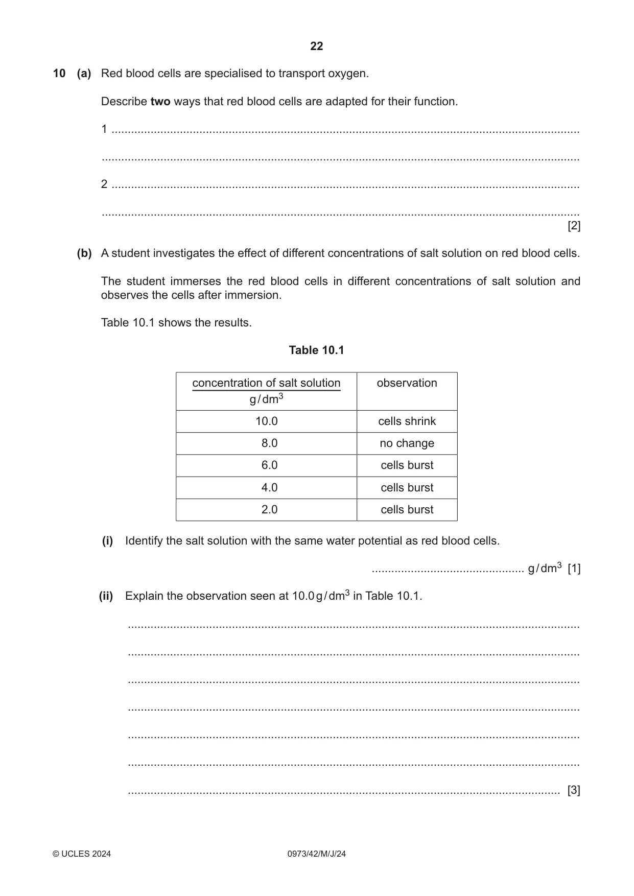 Cambridge IGCSE Sciences - Co-ordinated (9-1) 0973 2024 May/June Paper 4 · Variant 2 question paper, page 22 of 28
