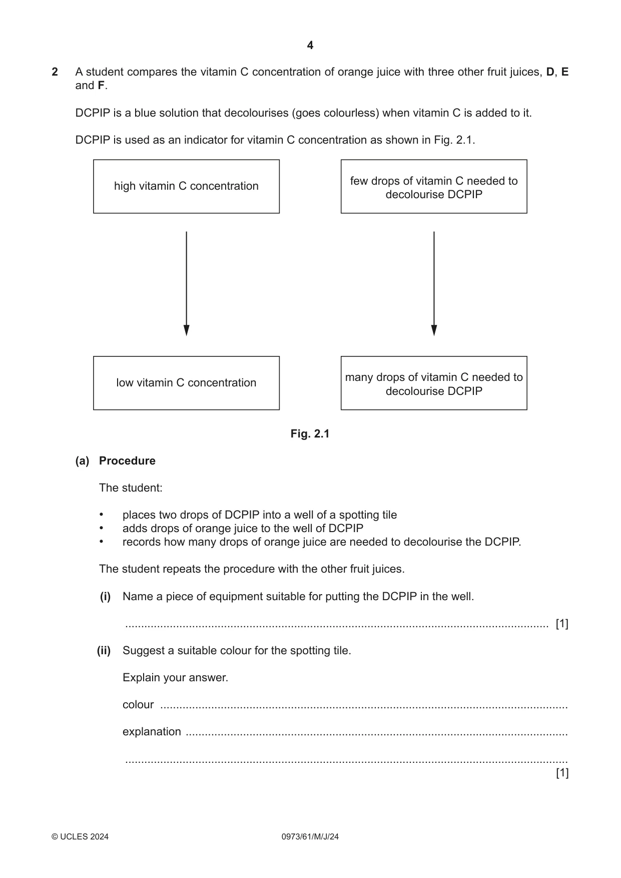 Cambridge IGCSE Sciences - Co-ordinated (9-1) 0973 2024 May/June Paper 6 · Variant 1 question paper, page 4 of 20
