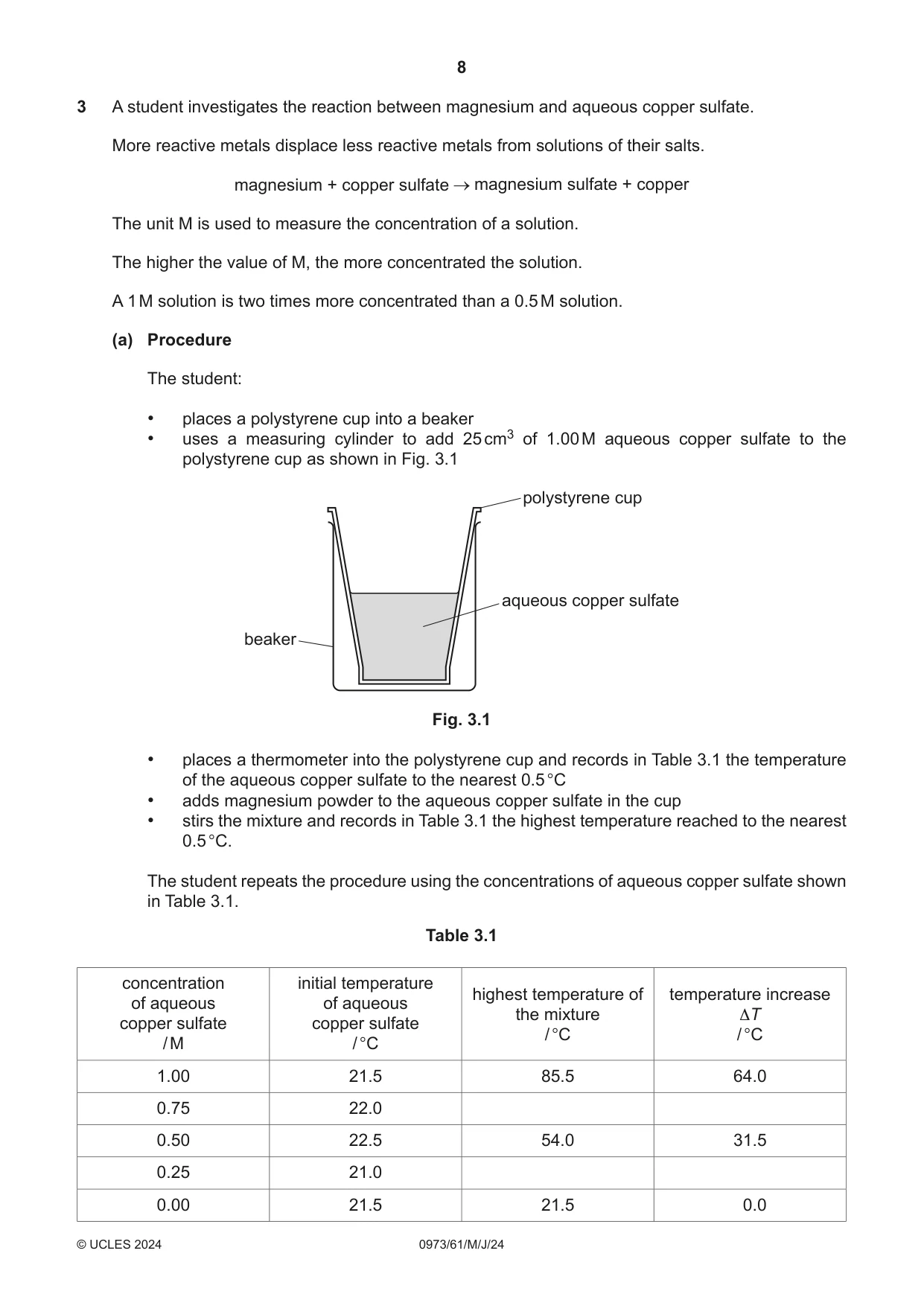 Cambridge IGCSE Sciences - Co-ordinated (9-1) 0973 2024 May/June Paper 6 · Variant 1 question paper, page 8 of 20