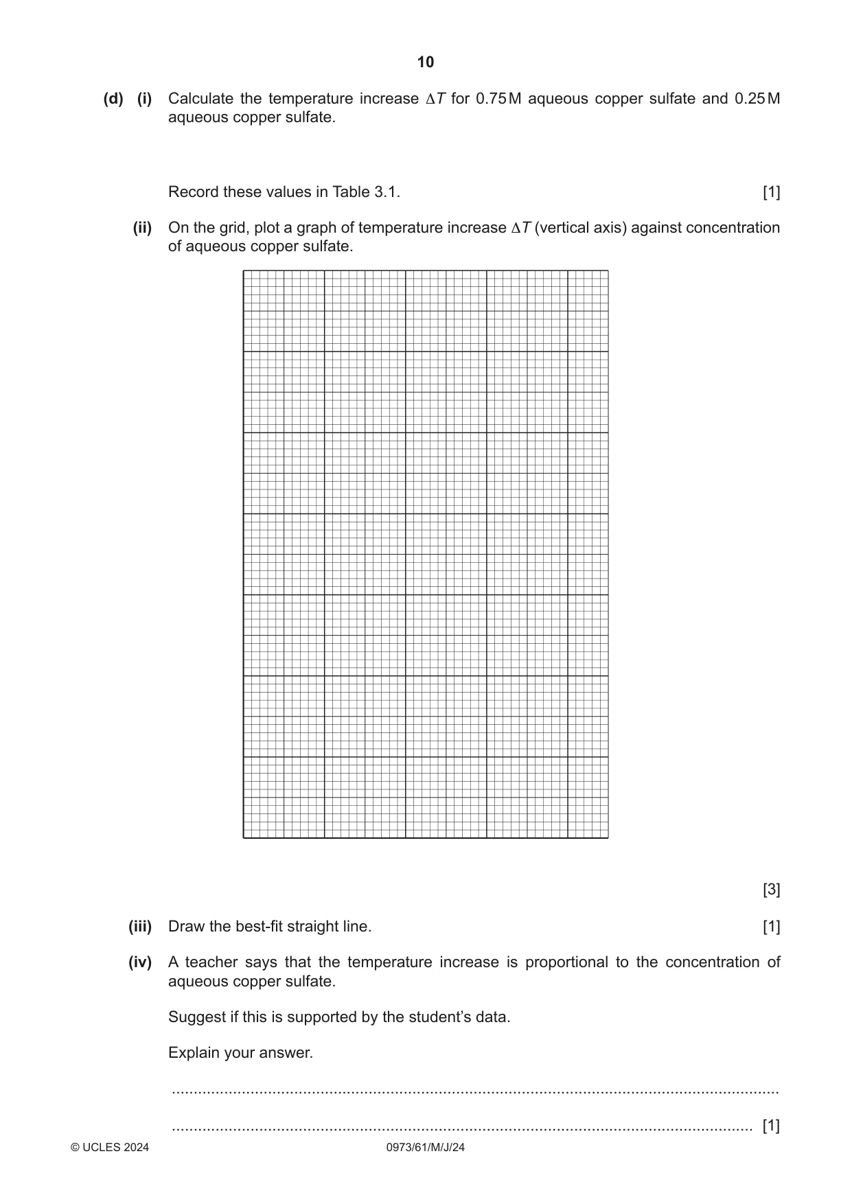 Cambridge IGCSE Sciences - Co-ordinated (9-1) 0973 2024 May/June Paper 6 · Variant 1 question paper, page 10 of 20