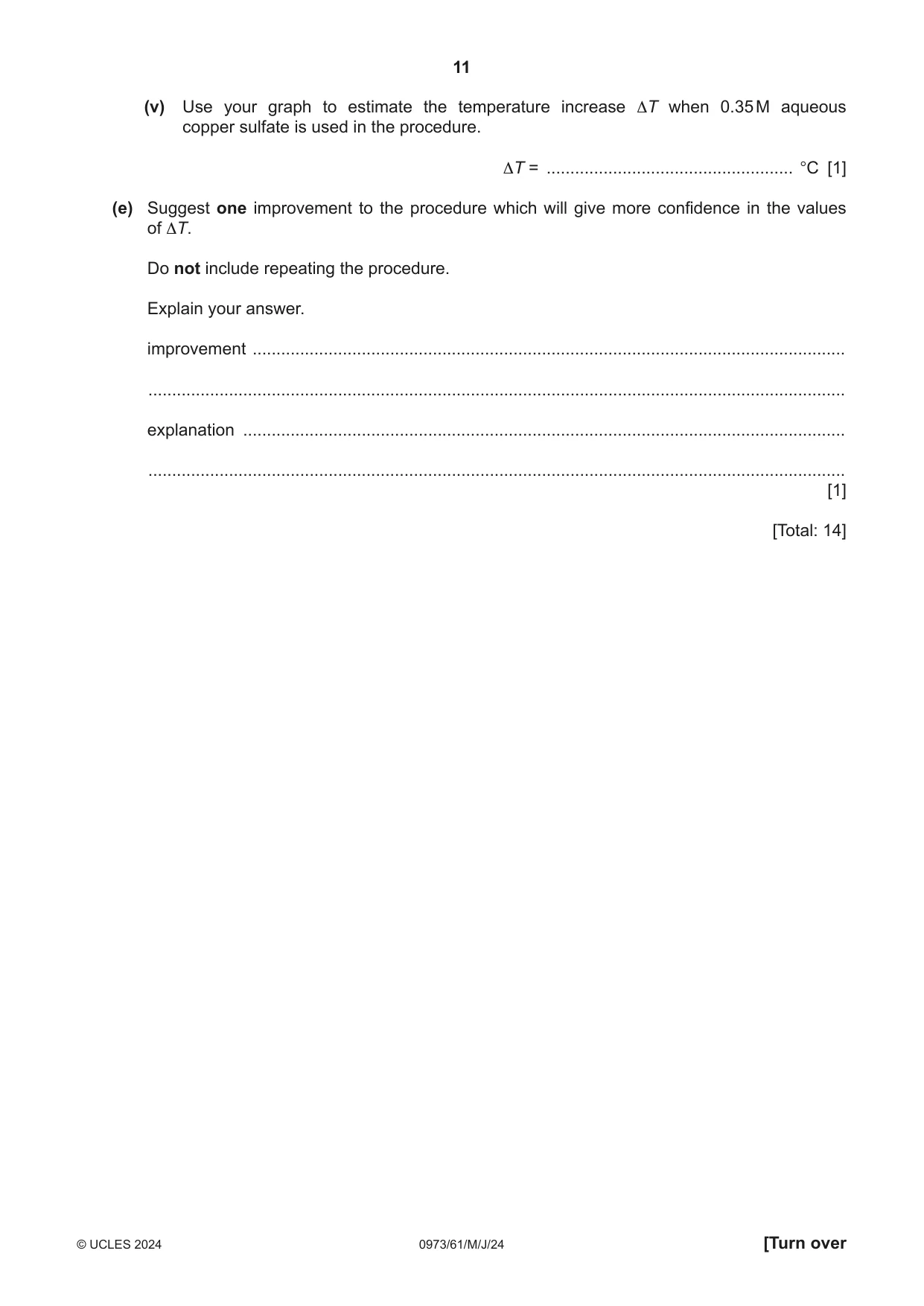 Cambridge IGCSE Sciences - Co-ordinated (9-1) 0973 2024 May/June Paper 6 · Variant 1 question paper, page 11 of 20