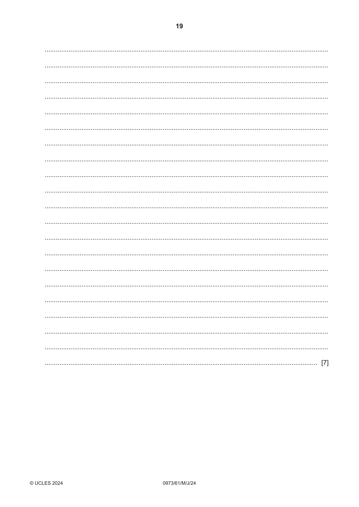 Cambridge IGCSE Sciences - Co-ordinated (9-1) 0973 2024 May/June Paper 6 · Variant 1 question paper, page 19 of 20