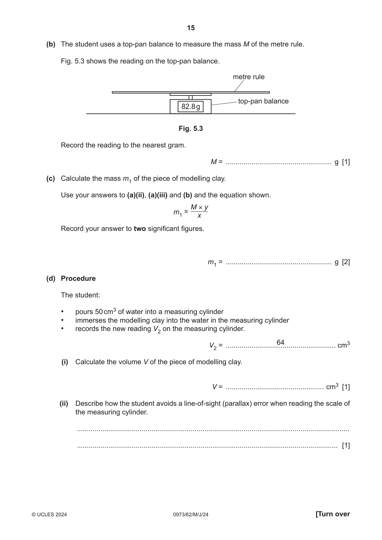 Cambridge IGCSE Sciences - Co-ordinated (9-1) 0973 2024 May/June Paper 6 · Variant 2 question paper, page 15 of 20