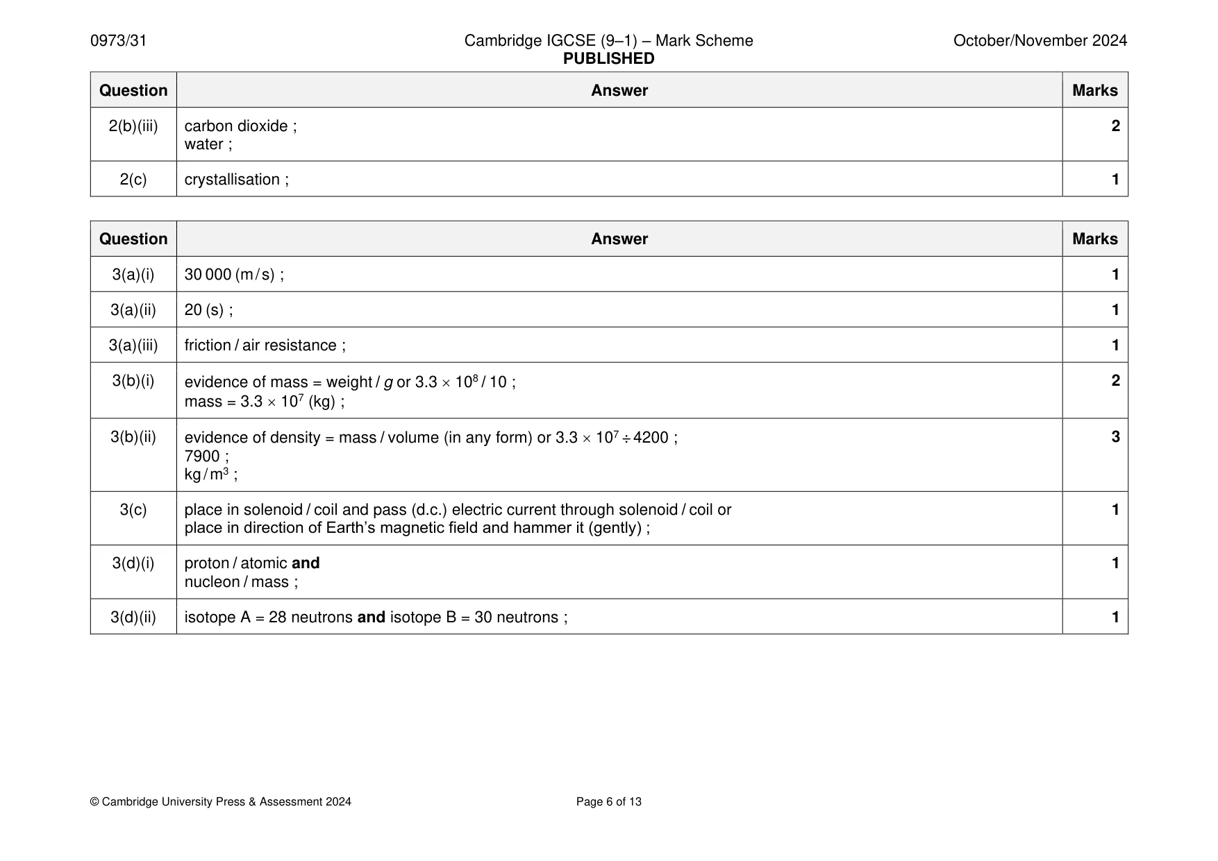 Mark scheme, page 6 of 13