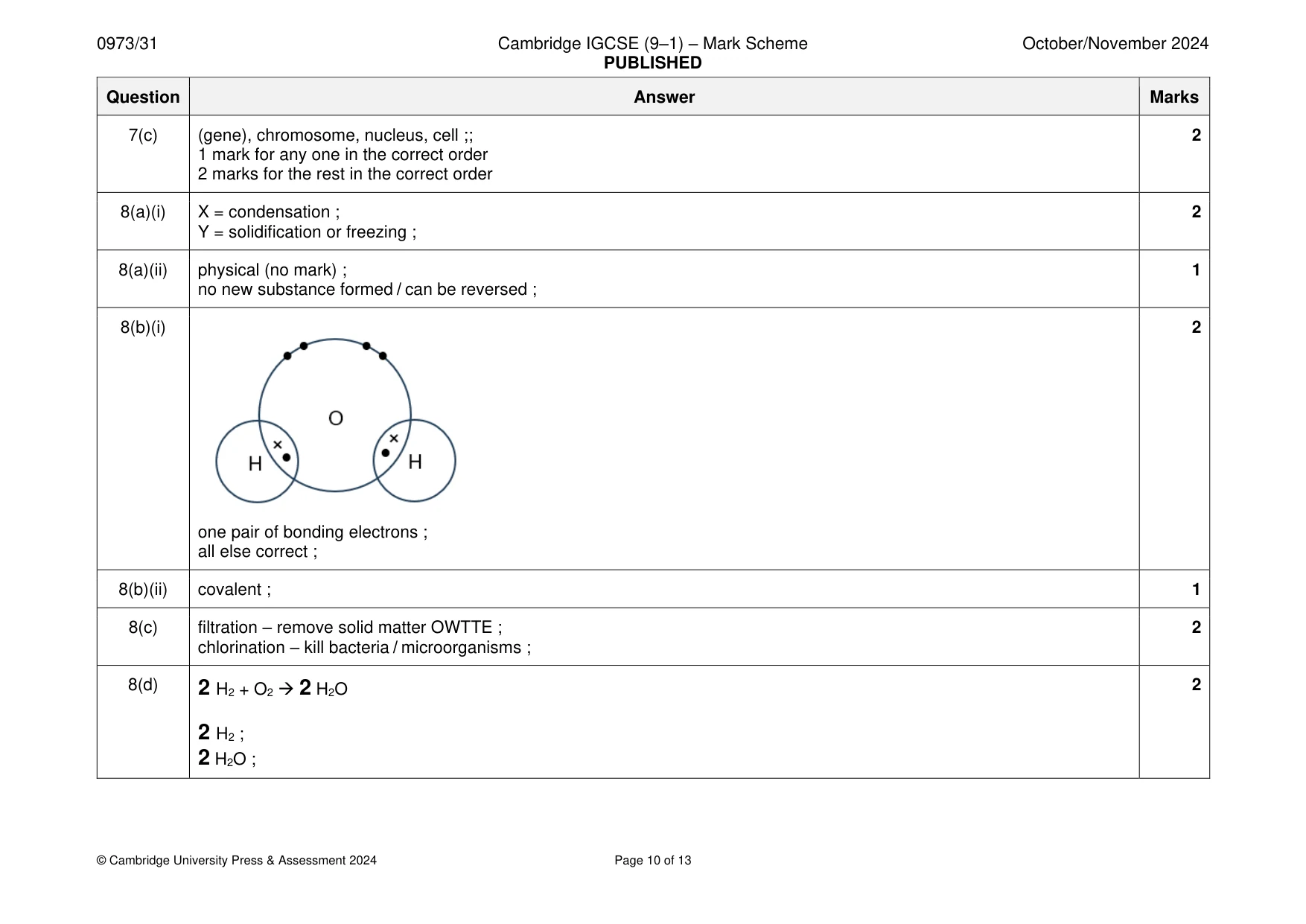 Mark scheme, page 10 of 13