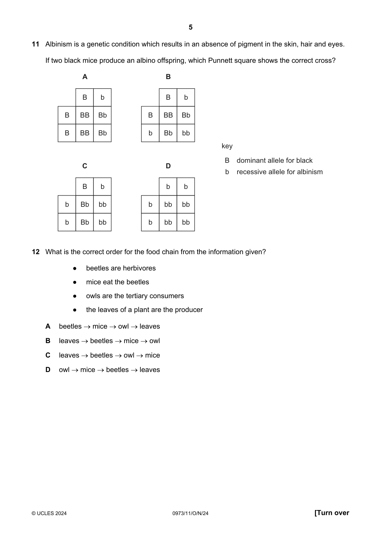 Cambridge IGCSE Sciences - Co-ordinated (9-1) 0973 2024 Oct/Nov Paper 1 · Variant 1 question paper, page 5 of 16