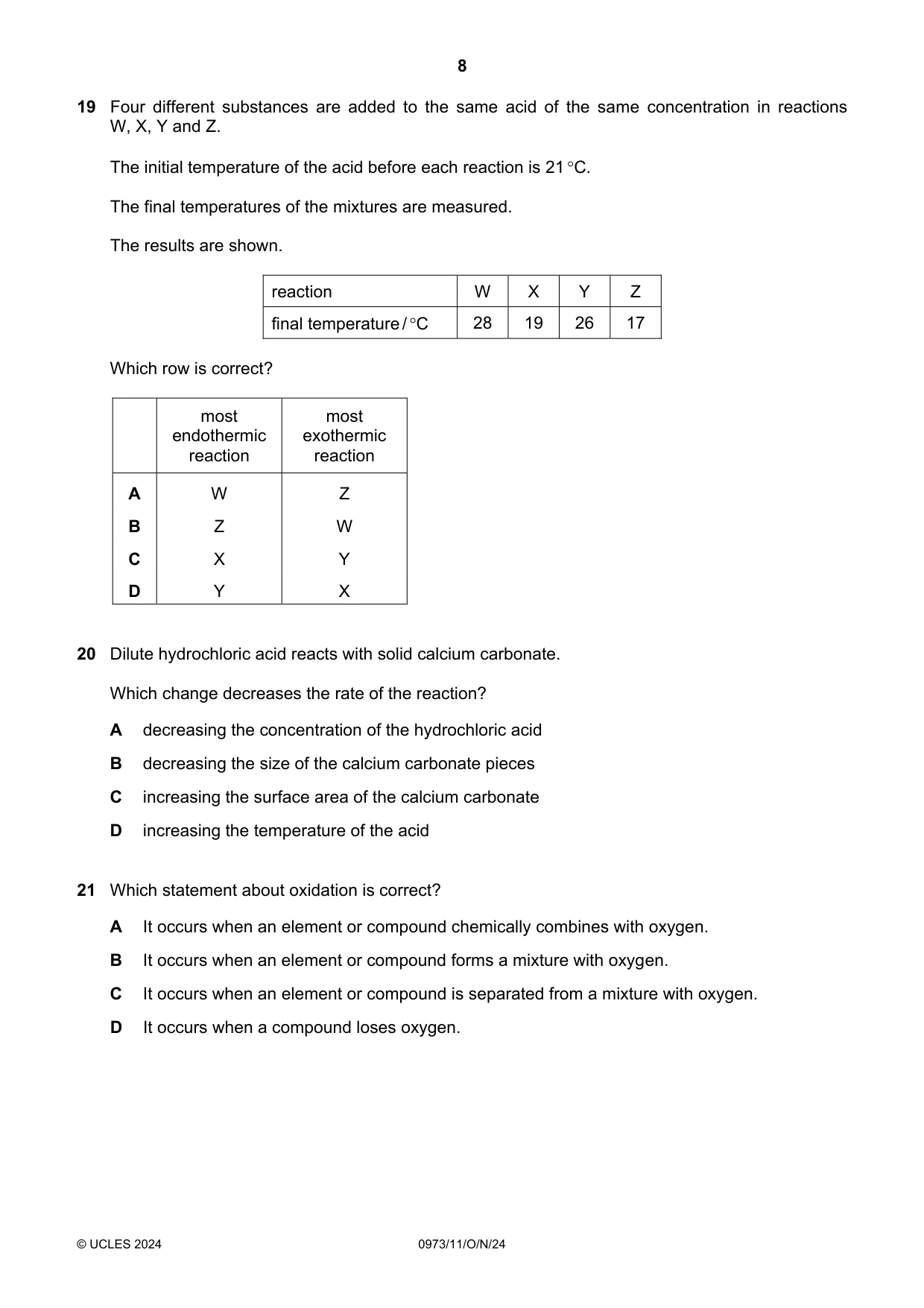 Cambridge IGCSE Sciences - Co-ordinated (9-1) 0973 2024 Oct/Nov Paper 1 · Variant 1 question paper, page 8 of 16