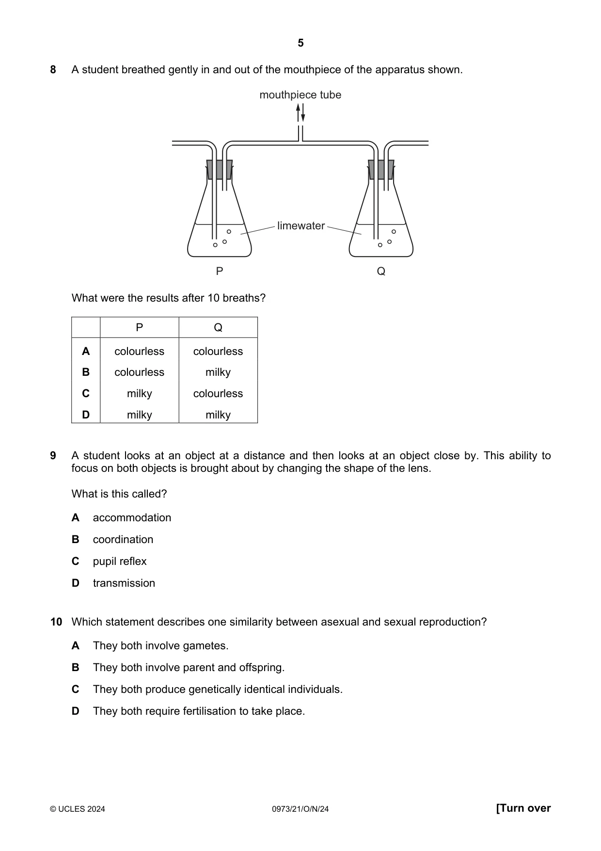 Cambridge IGCSE Sciences - Co-ordinated (9-1) 0973 2024 Oct/Nov Paper 2 · Variant 1 question paper, page 5 of 16