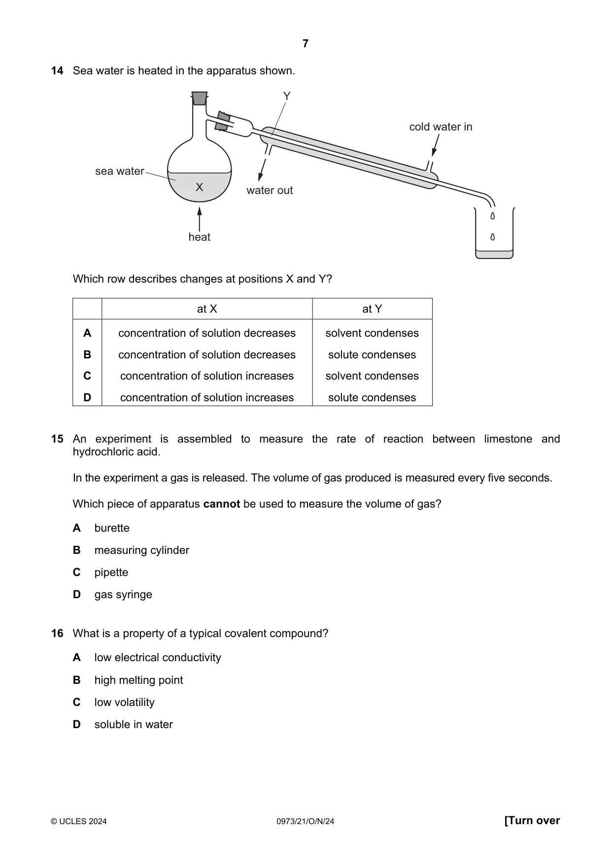 Cambridge IGCSE Sciences - Co-ordinated (9-1) 0973 2024 Oct/Nov Paper 2 · Variant 1 question paper, page 7 of 16