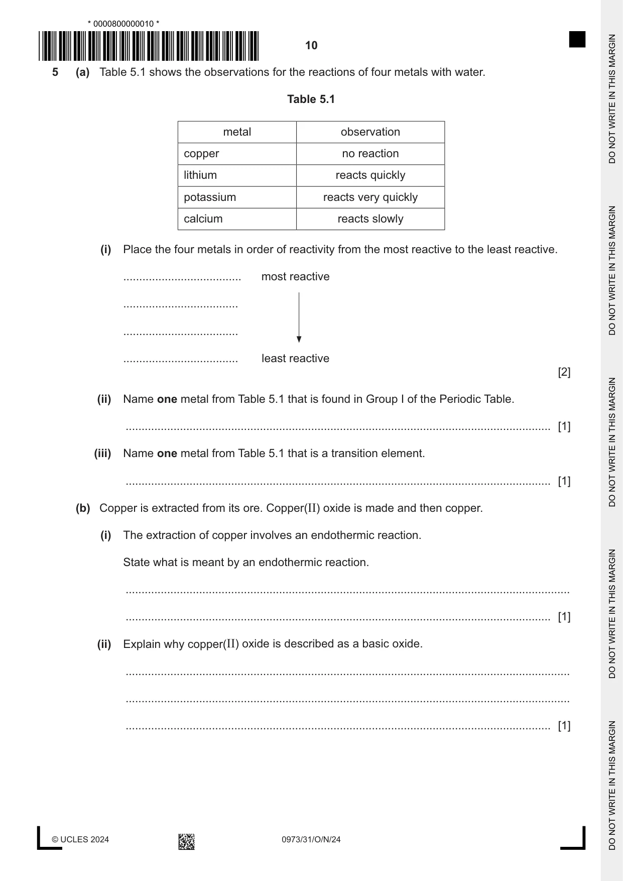Cambridge IGCSE Sciences - Co-ordinated (9-1) 0973 2024 Oct/Nov Paper 3 · Variant 1 question paper, page 10 of 28
