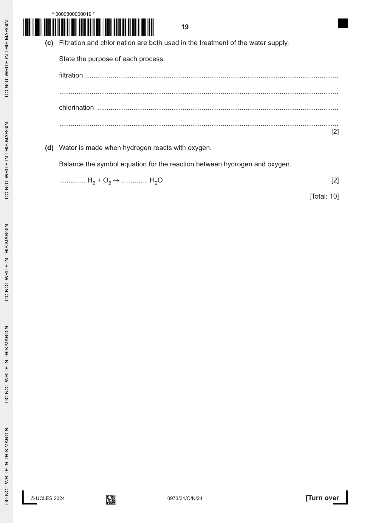 Cambridge IGCSE Sciences - Co-ordinated (9-1) 0973 2024 Oct/Nov Paper 3 · Variant 1 question paper, page 19 of 28