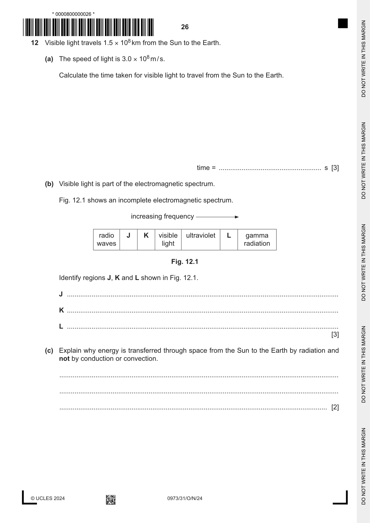 Cambridge IGCSE Sciences - Co-ordinated (9-1) 0973 2024 Oct/Nov Paper 3 · Variant 1 question paper, page 26 of 28