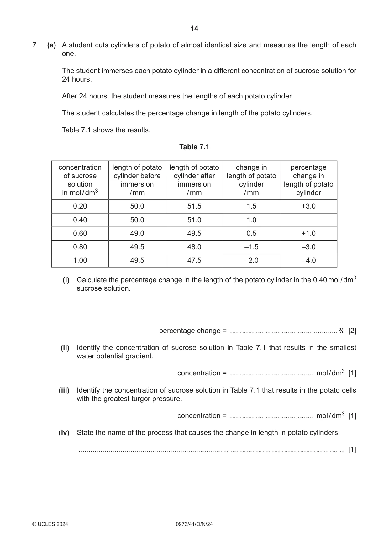 Cambridge IGCSE Sciences - Co-ordinated (9-1) 0973 2024 Oct/Nov Paper 4 · Variant 1 question paper, page 14 of 24