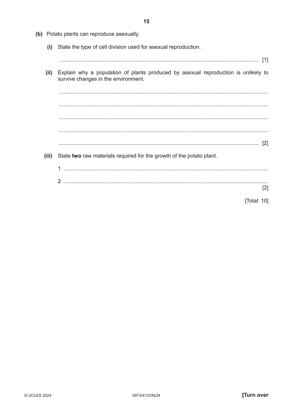 Cambridge IGCSE Sciences - Co-ordinated (9-1) 0973 2024 Oct/Nov Paper 4 · Variant 1 question paper, page 15 of 24