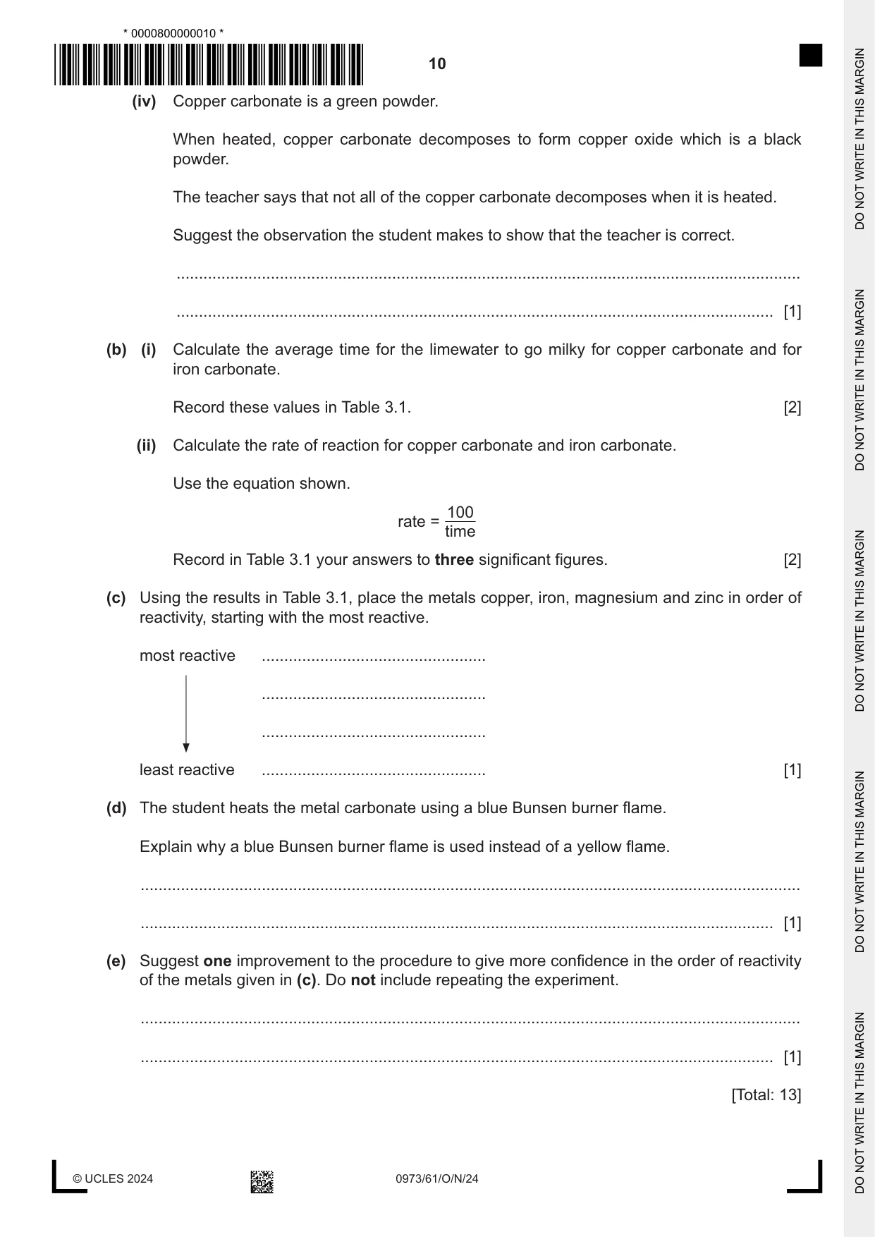 Cambridge IGCSE Sciences - Co-ordinated (9-1) 0973 2024 Oct/Nov Paper 6 · Variant 1 question paper, page 10 of 24