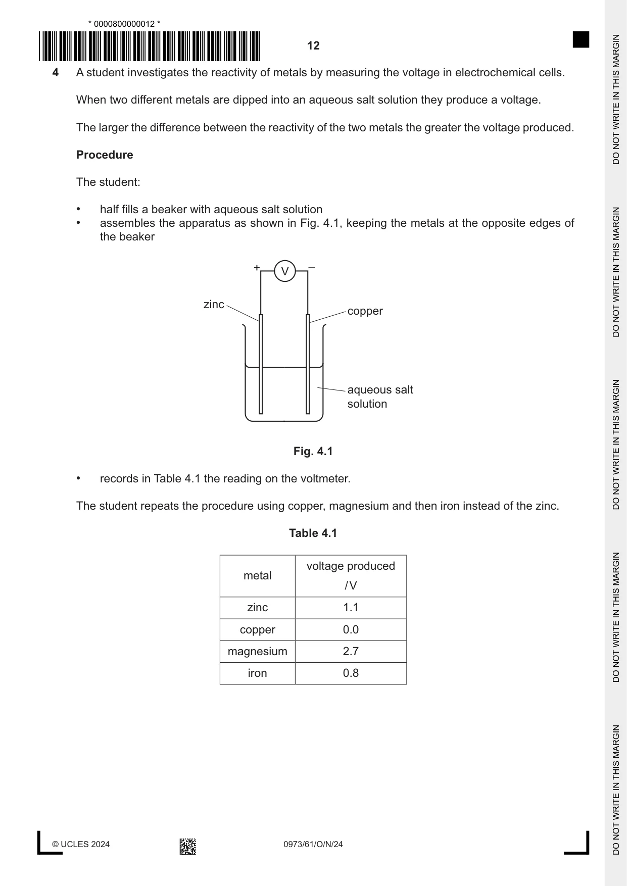 Cambridge IGCSE Sciences - Co-ordinated (9-1) 0973 2024 Oct/Nov Paper 6 · Variant 1 question paper, page 12 of 24