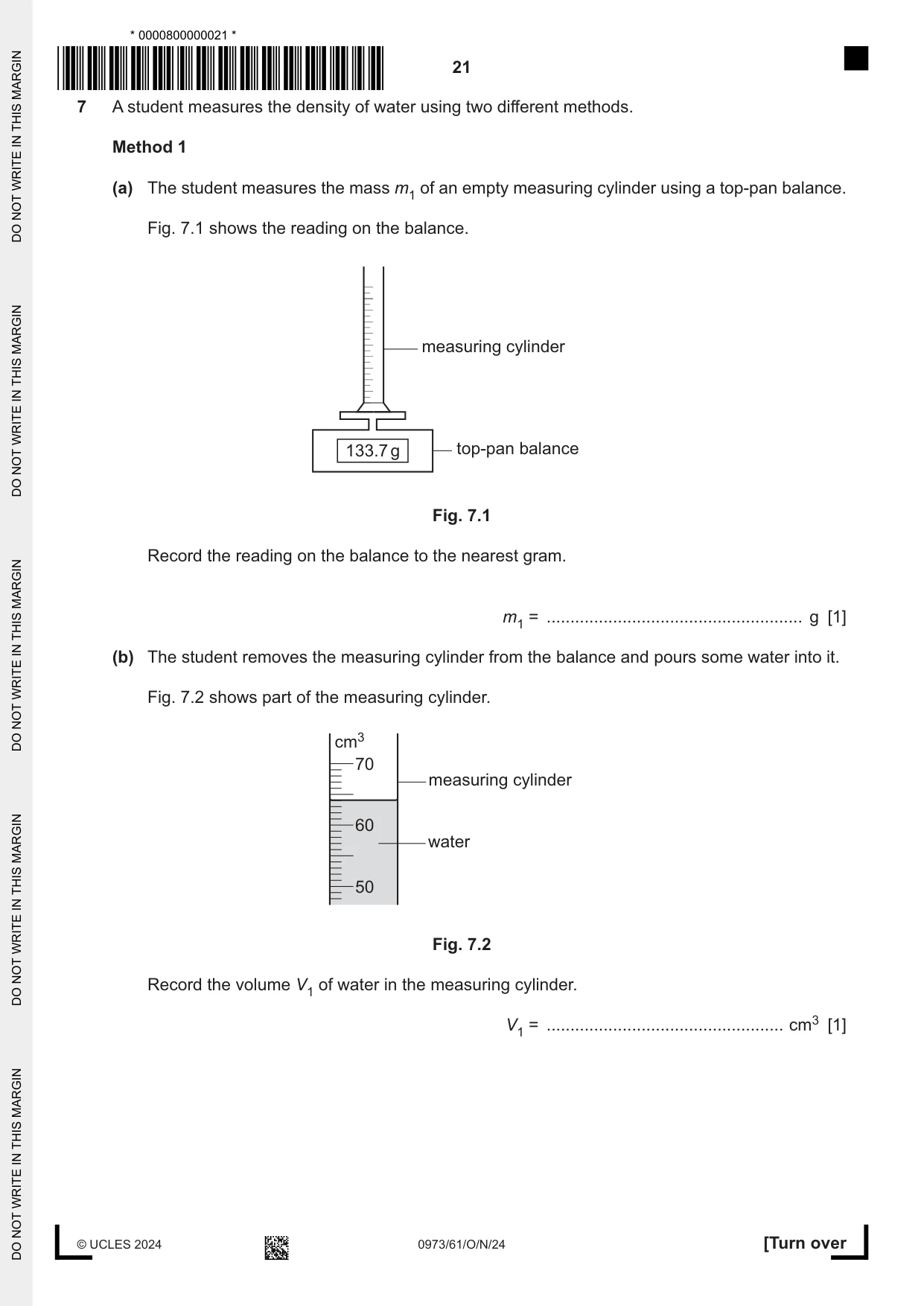 Cambridge IGCSE Sciences - Co-ordinated (9-1) 0973 2024 Oct/Nov Paper 6 · Variant 1 question paper, page 21 of 24