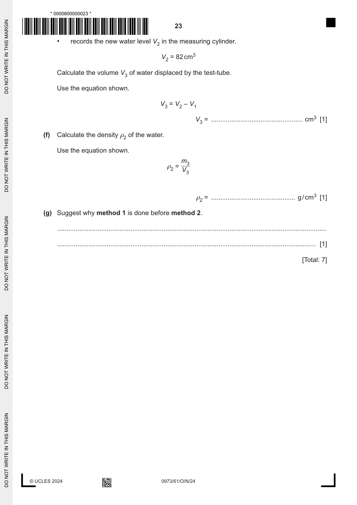 Cambridge IGCSE Sciences - Co-ordinated (9-1) 0973 2024 Oct/Nov Paper 6 · Variant 1 question paper, page 23 of 24