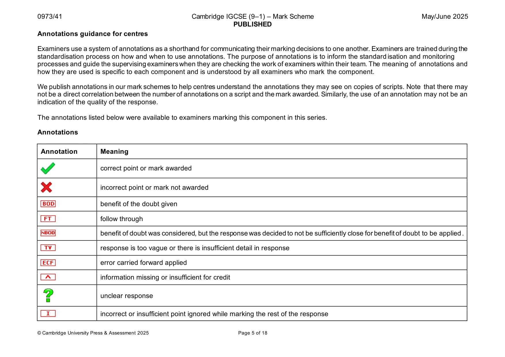 Mark scheme, page 5 of 18