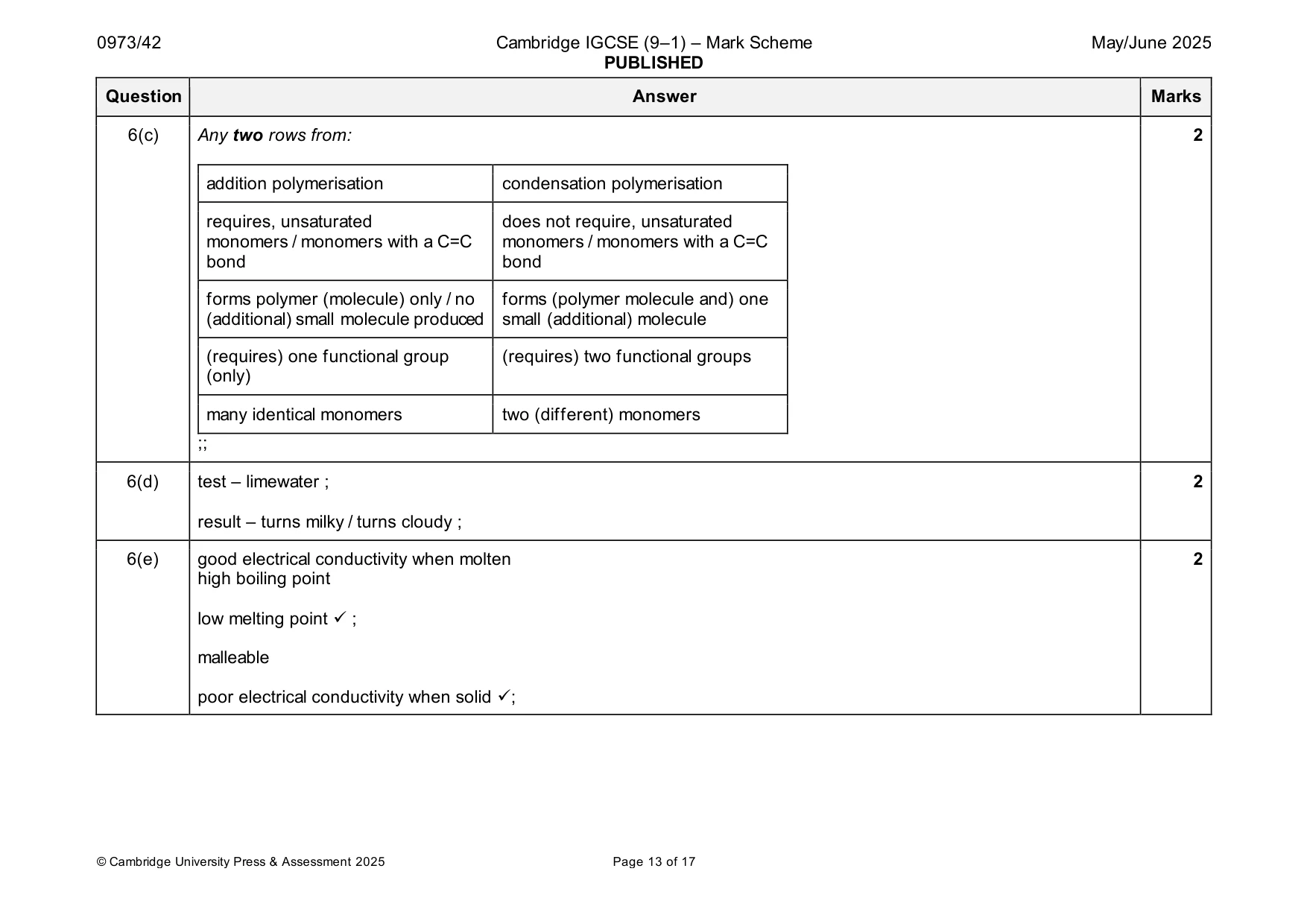 Mark scheme, page 13 of 17