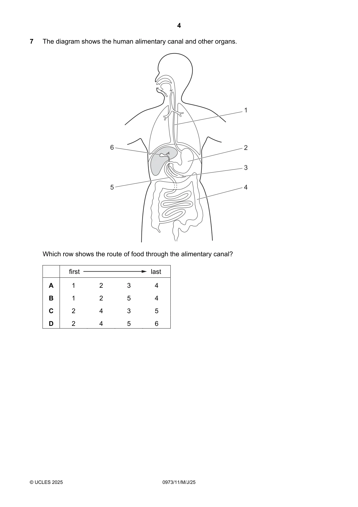 Cambridge IGCSE Sciences - Co-ordinated (9-1) 0973 2025 May/June Paper 1 · Variant 1 question paper, page 4 of 16