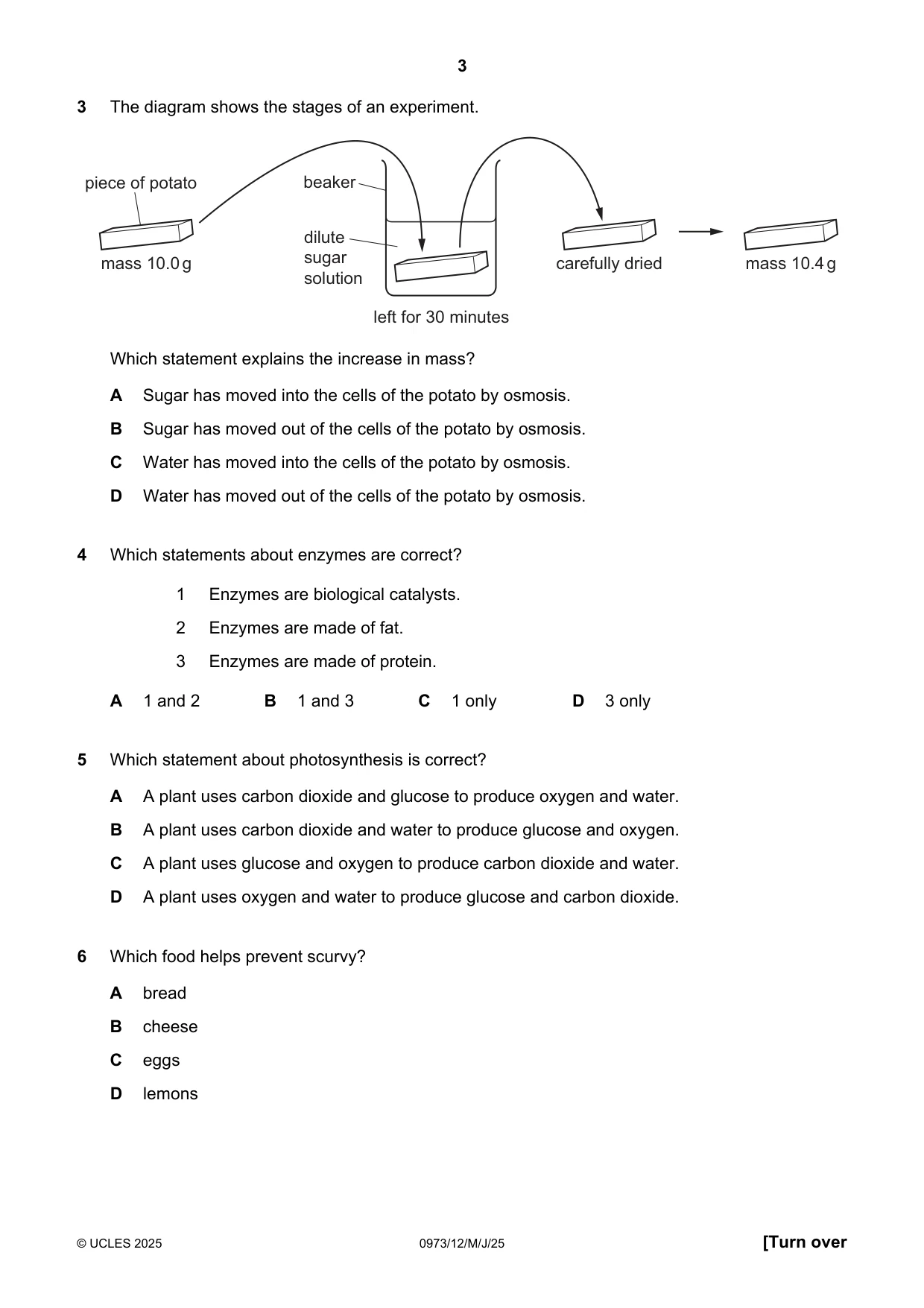 Cambridge IGCSE Sciences - Co-ordinated (9-1) 0973 2025 May/June Paper 1 · Variant 2 question paper, page 3 of 16