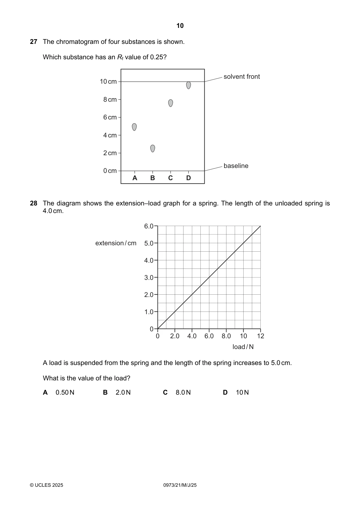 Cambridge IGCSE Sciences - Co-ordinated (9-1) 0973 2025 May/June Paper 2 · Variant 1 question paper, page 10 of 16