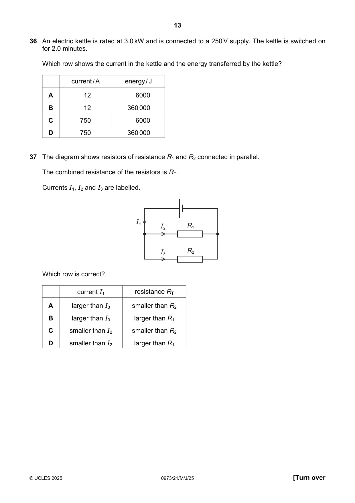 Cambridge IGCSE Sciences - Co-ordinated (9-1) 0973 2025 May/June Paper 2 · Variant 1 question paper, page 13 of 16