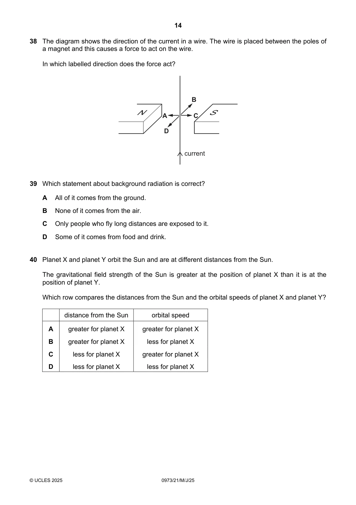 Cambridge IGCSE Sciences - Co-ordinated (9-1) 0973 2025 May/June Paper 2 · Variant 1 question paper, page 14 of 16